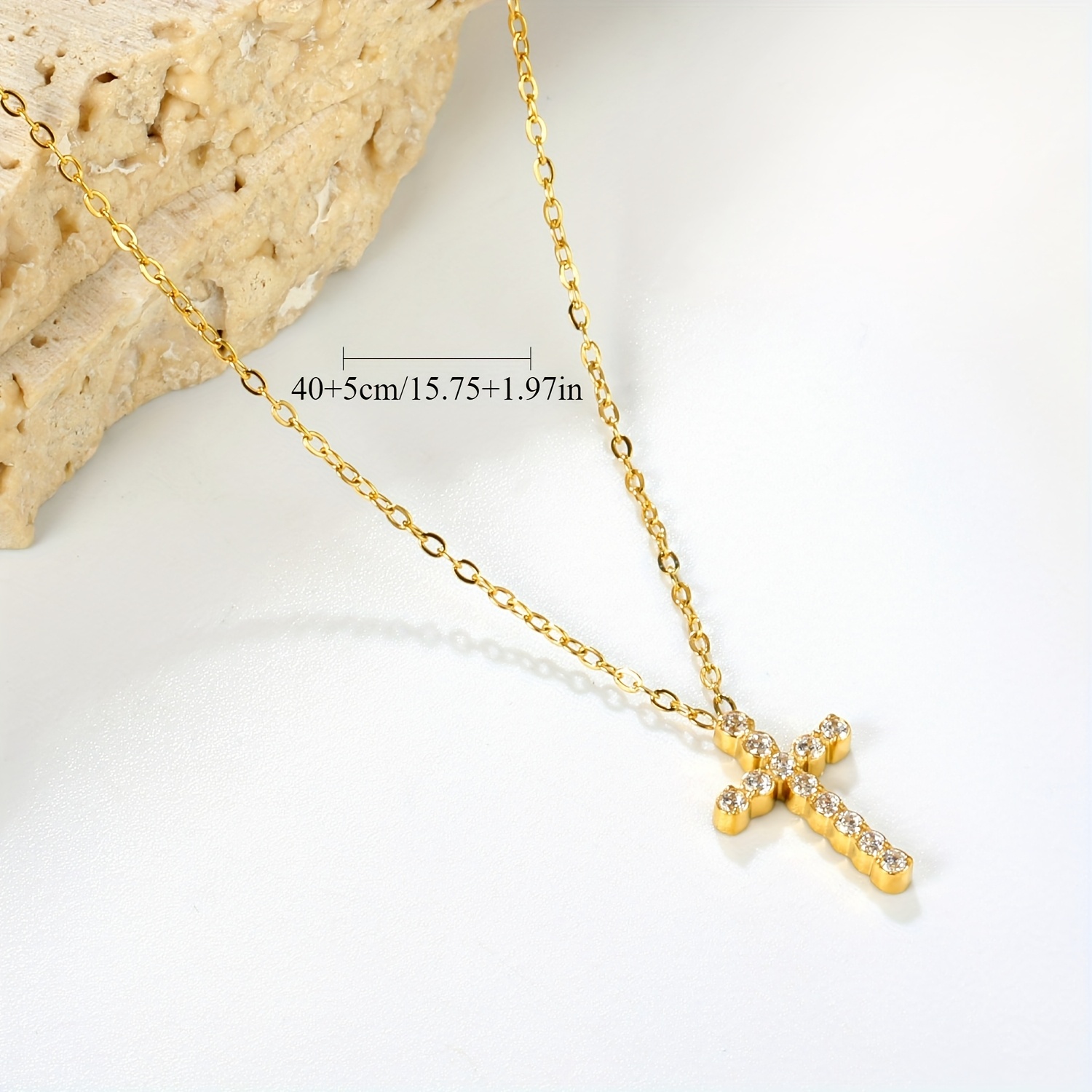 Women's 18K Plated Stainless Steel Cross Pendant Necklace