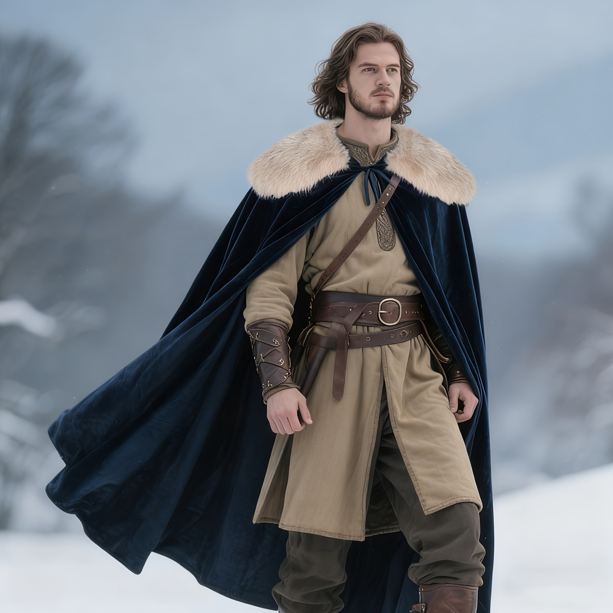 Cape Costume Cape De Roi Médiévale Style Renaissance, Costume Rétro For