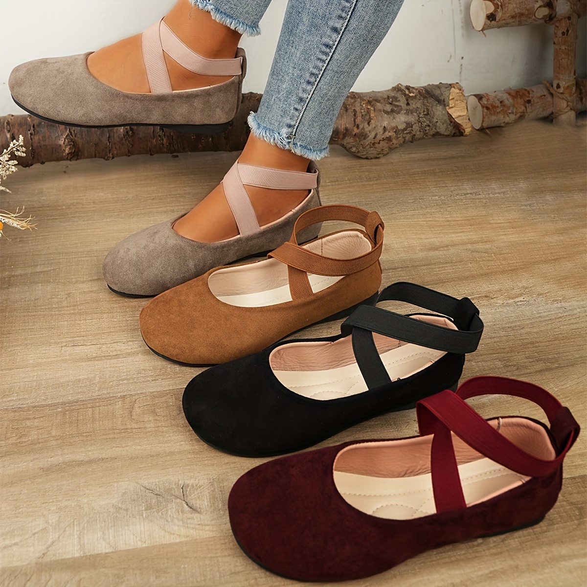 

Women's Casual Slip-on Flats - Comfortable Round Toe, Lightweight Design In Solid Colors With Straps And Soft Sole, Shoes | Slipon Footwear | Comfortable Wear