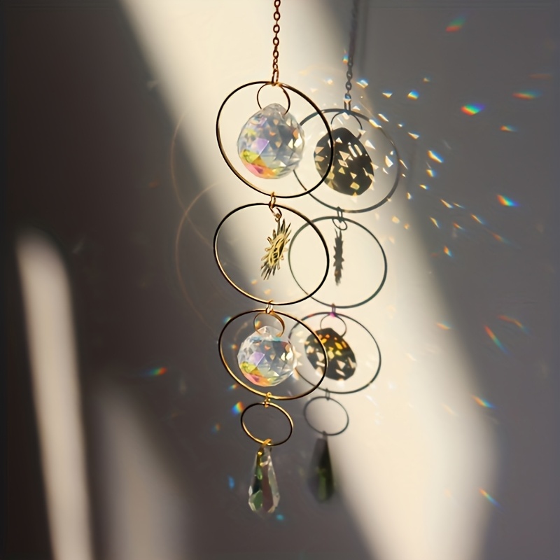 Image of Crystal Garden Suncatcher, Wind Chime, Metal Pendant For Wedding Party Home Decoration Car Hanging Hanging Ornament Garden Suncatcher, Photo Props, Outdoor Decor