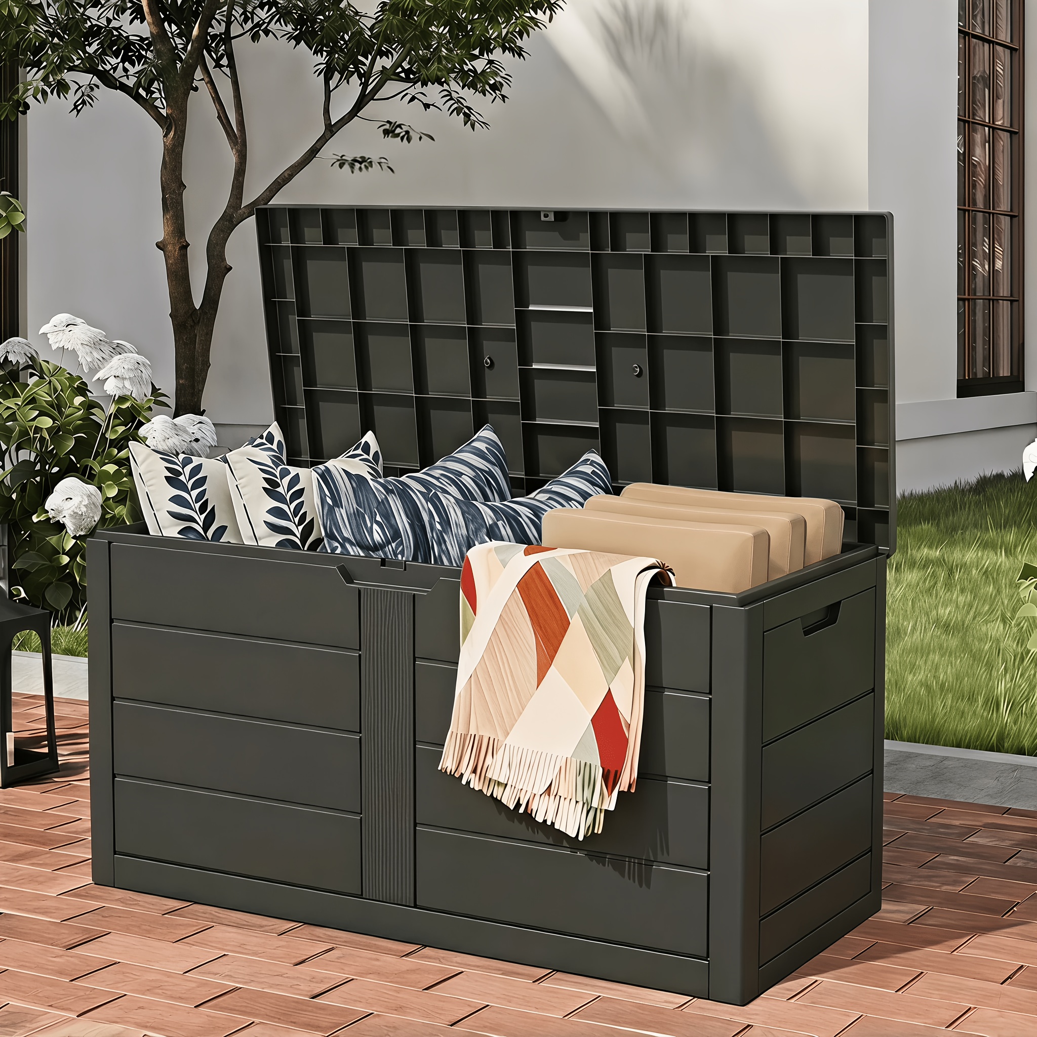 75 Gallon Resin Outdoor Storage Deck Box with Handles