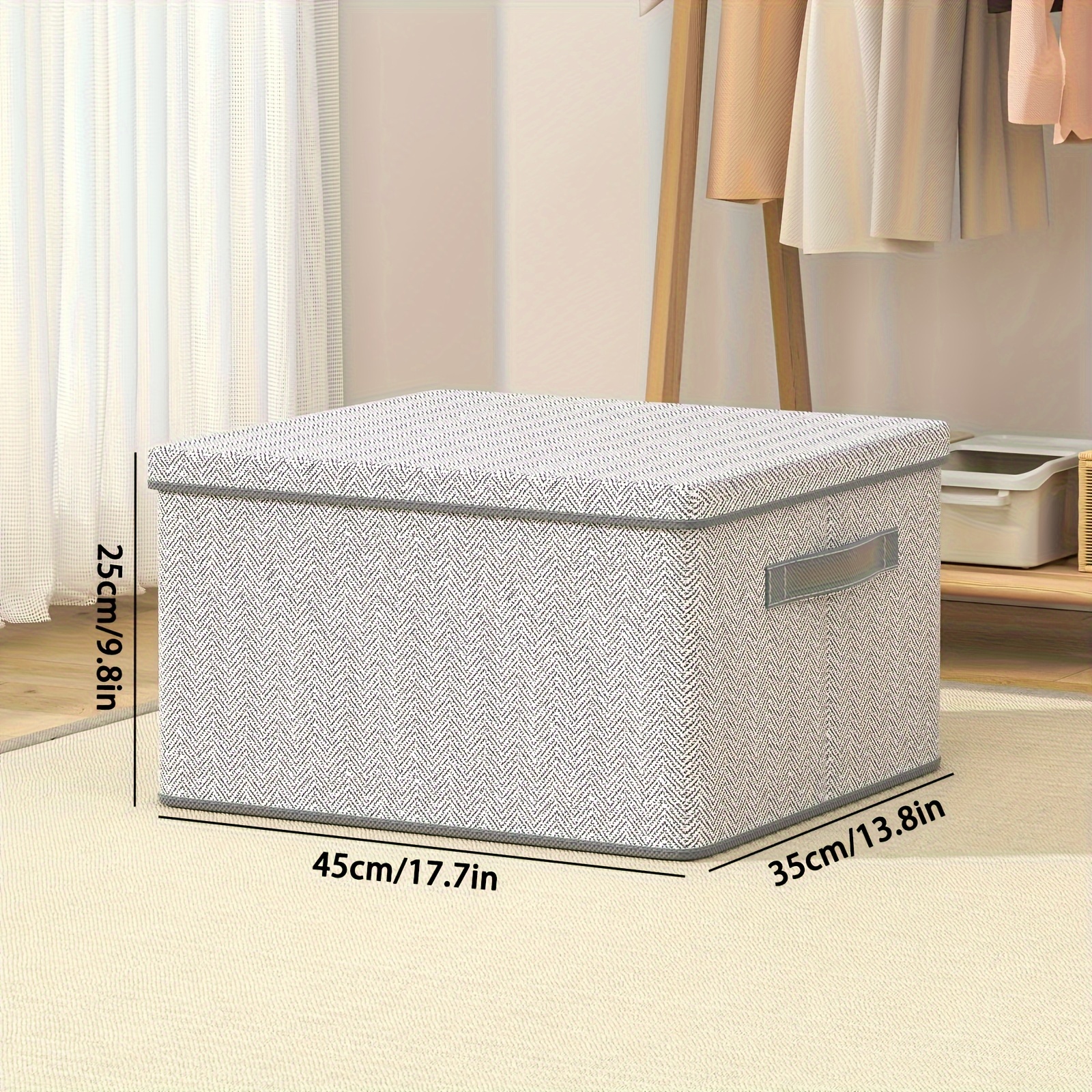 Image of 1pc Storage Box With Lid, Made Of Non-woven Fabric, For Organizing Clothes, Quilts, In The Bedroom, Convenient For Travel, Space-, Packing Travel Storage Box, Etc., Handle Random