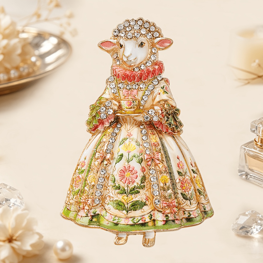 TEMU Broche vintage de style en émail, épingle incrustée de strass, convient pour costumes, manteaux, cadeau accessoire de mode