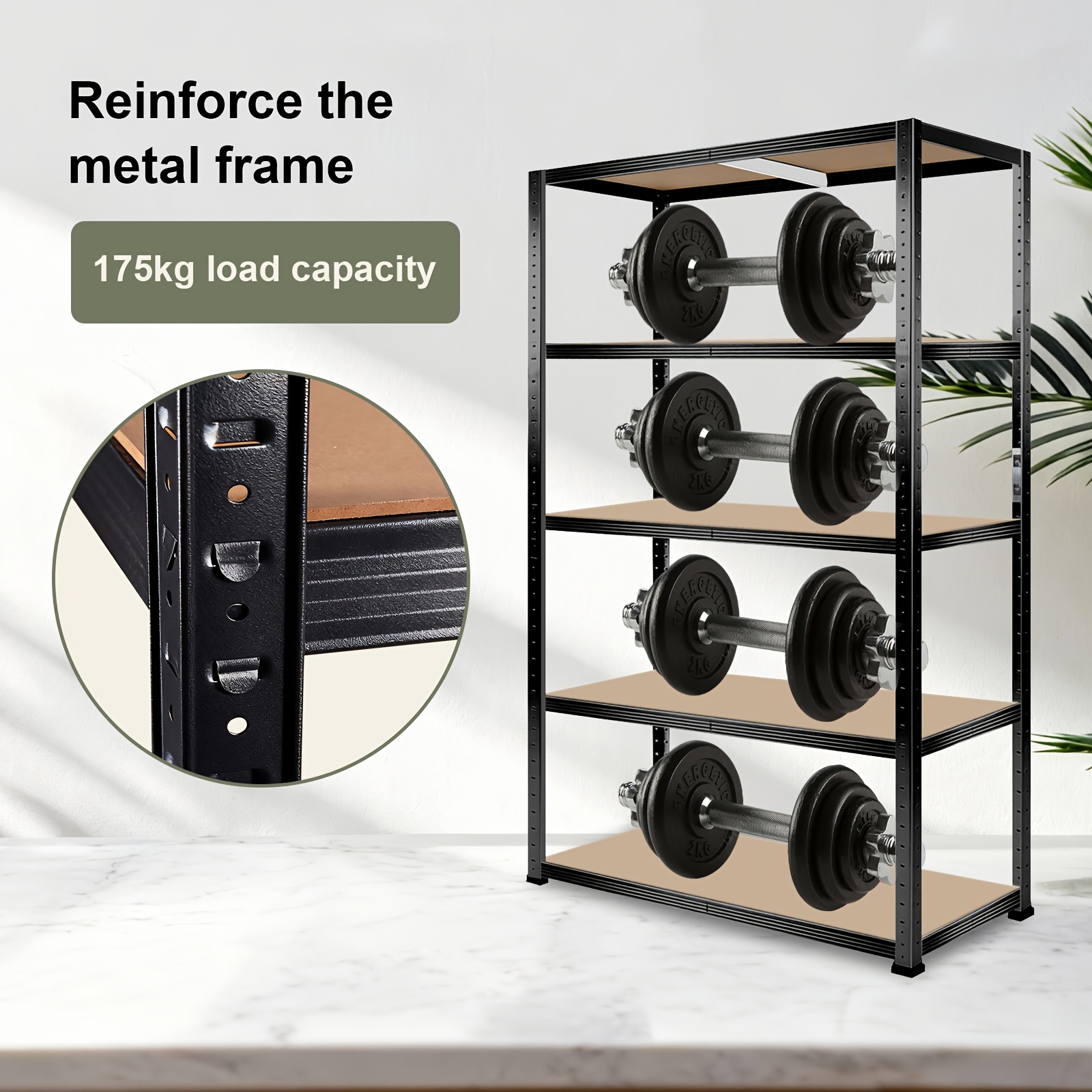 heavy duty 5 tier boltless shelving unit adjustable   metal storage shelf   garages sheds   and home office storage storage racks details 2
