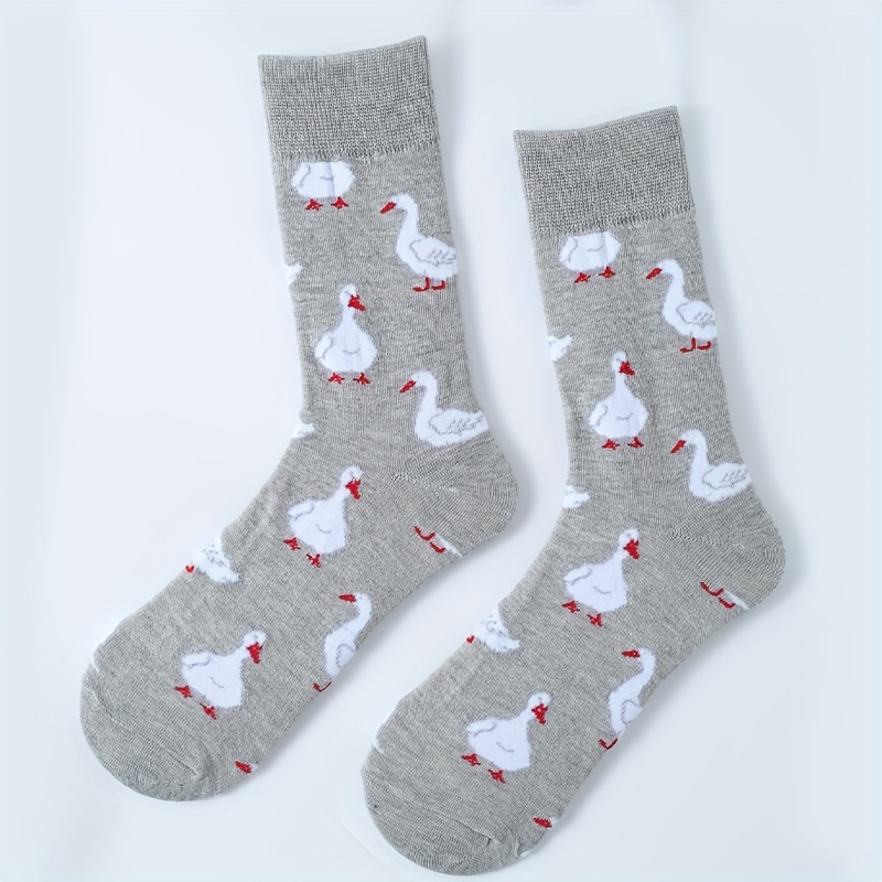 

Mixed Pair Of Mid-calf Socks-wq- Style Women's Personality Simple Gray And White Cartoon Mid-calf Socks