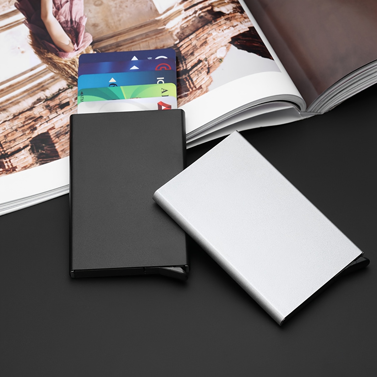 1 Men's Aluminum Card Holder Id Rfid Credit Card Holder Automatic Pop-up Bank Card Case Smart Detachable Mini Card Holder Holiday Gift Dad Daily Use Valentine's Day gift