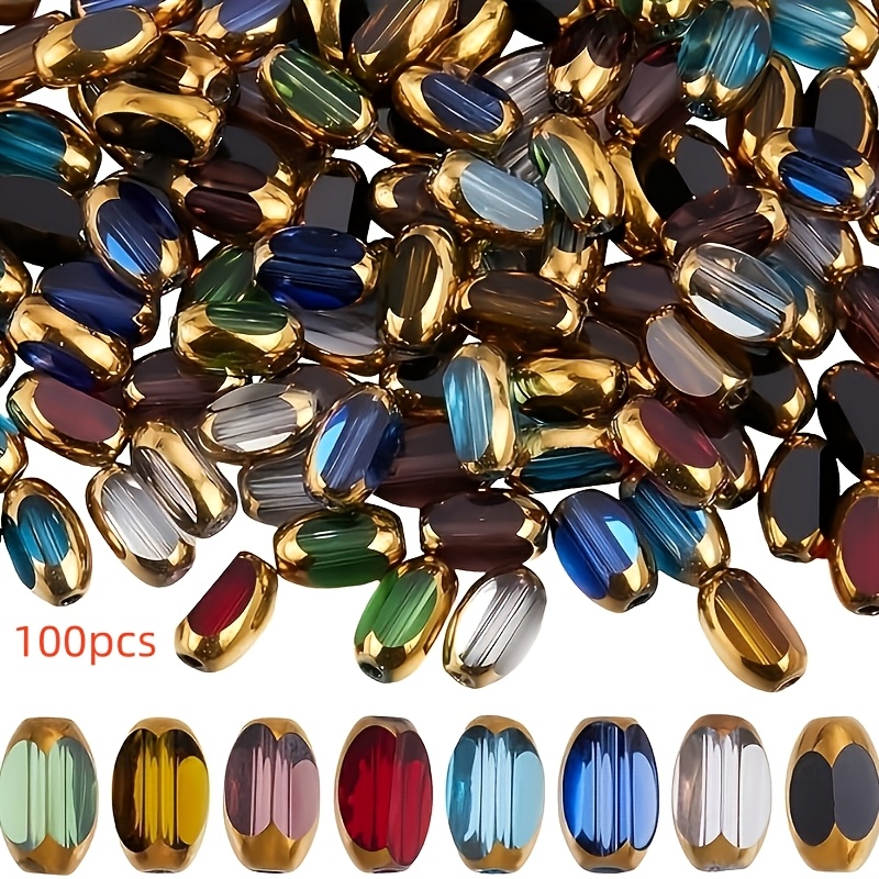 Image of 100pcs 4mm Glass Beads Oval Rice Beads For Jewelry Making Diy, Suitable For Home Decor, Apparel, Hair Accessories, Bracelets, Necklaces, And Handicrafts, Random
