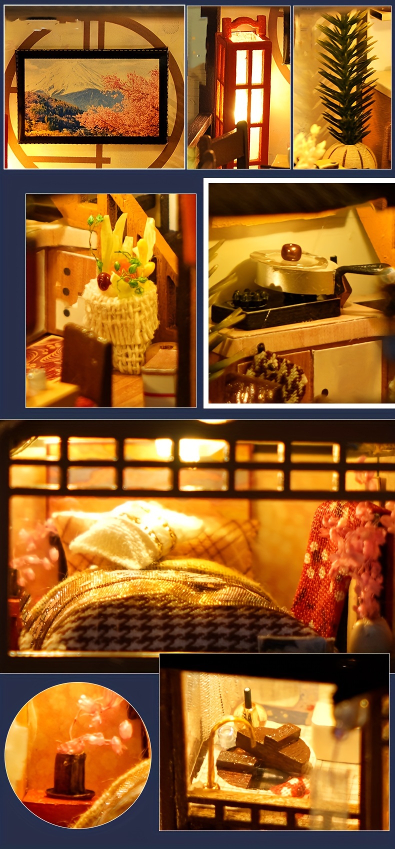 1pc DIY Miniature House Kit, Sakura Style House, Adult Building Dollhouse Kit, Wooden Dollhouse Kit, Model Building Kit, Halloween, Christmas Gift (Glue and Batteries Not Included)