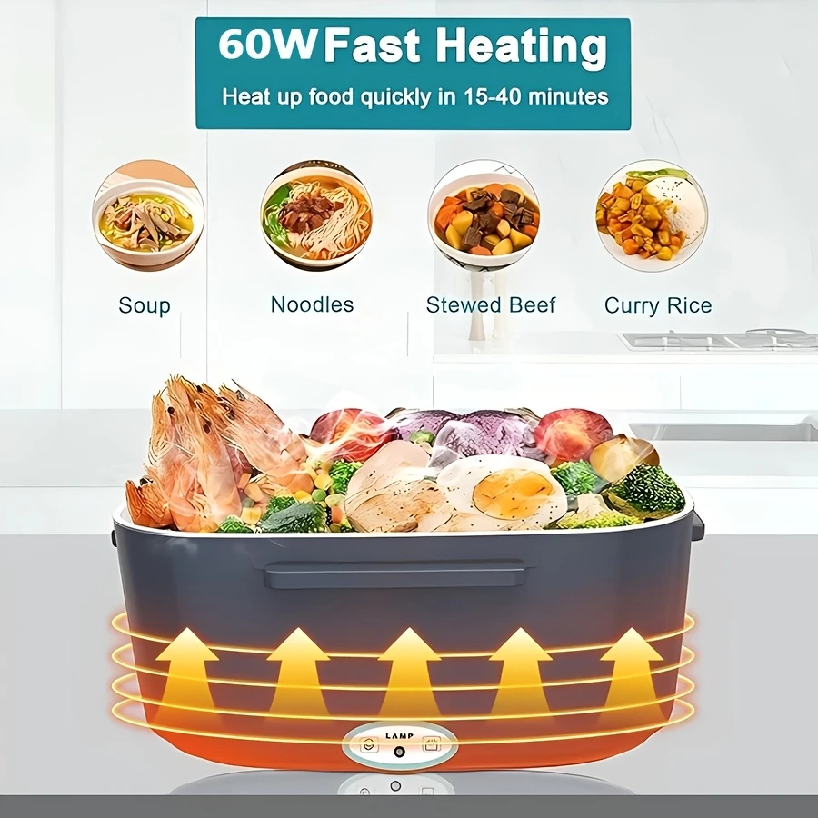 portable electric lunch box food warmer heated lunch box for car truck and home work adult electric lunch box leakproof 1 5l detachable 304 stainless steel container back to school 1