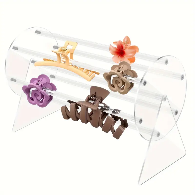 360 rotating acrylic claw clip organizer transparent hair accessory display stand for vanity dressing table Product details 4