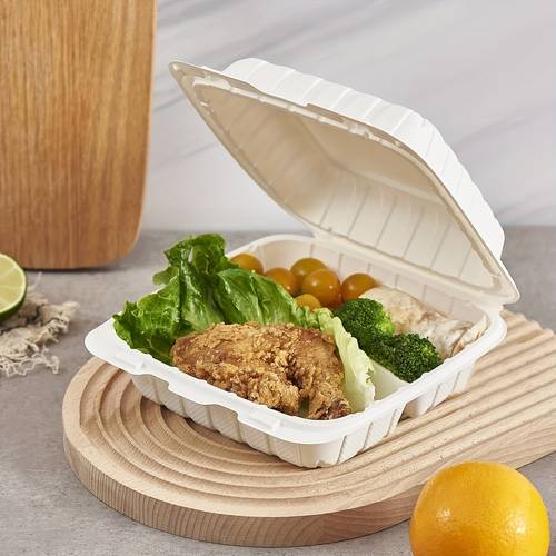 50 pack heavy duty plastic clamshell takeout food trays with hinged snap lock lids disposable meal containers for catering restaurants parties holiday events reusable boxes for holiday orders