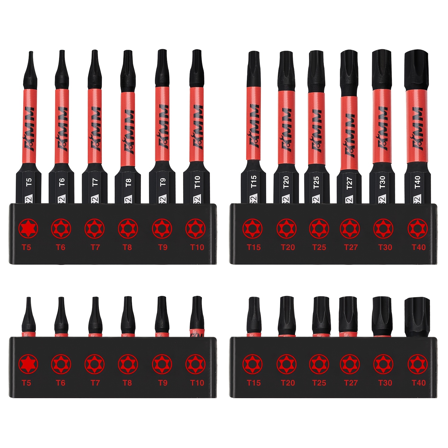 TEMU Ensemble de 24 embouts Torx anti-perte, comprenant des embouts Torx à impact de T5 à T40, fabriqués en alliage S2, avec des longueurs de 1 pouce