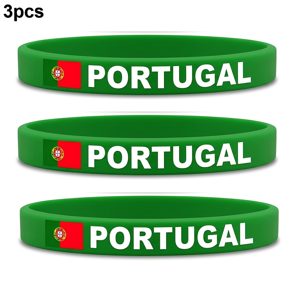 TEMU 3pcs Set Of Flag Wristbands, Essential For Soccer Parties And Watching Football Matches, Includes Flags Of The United States, Spain, Portugal,