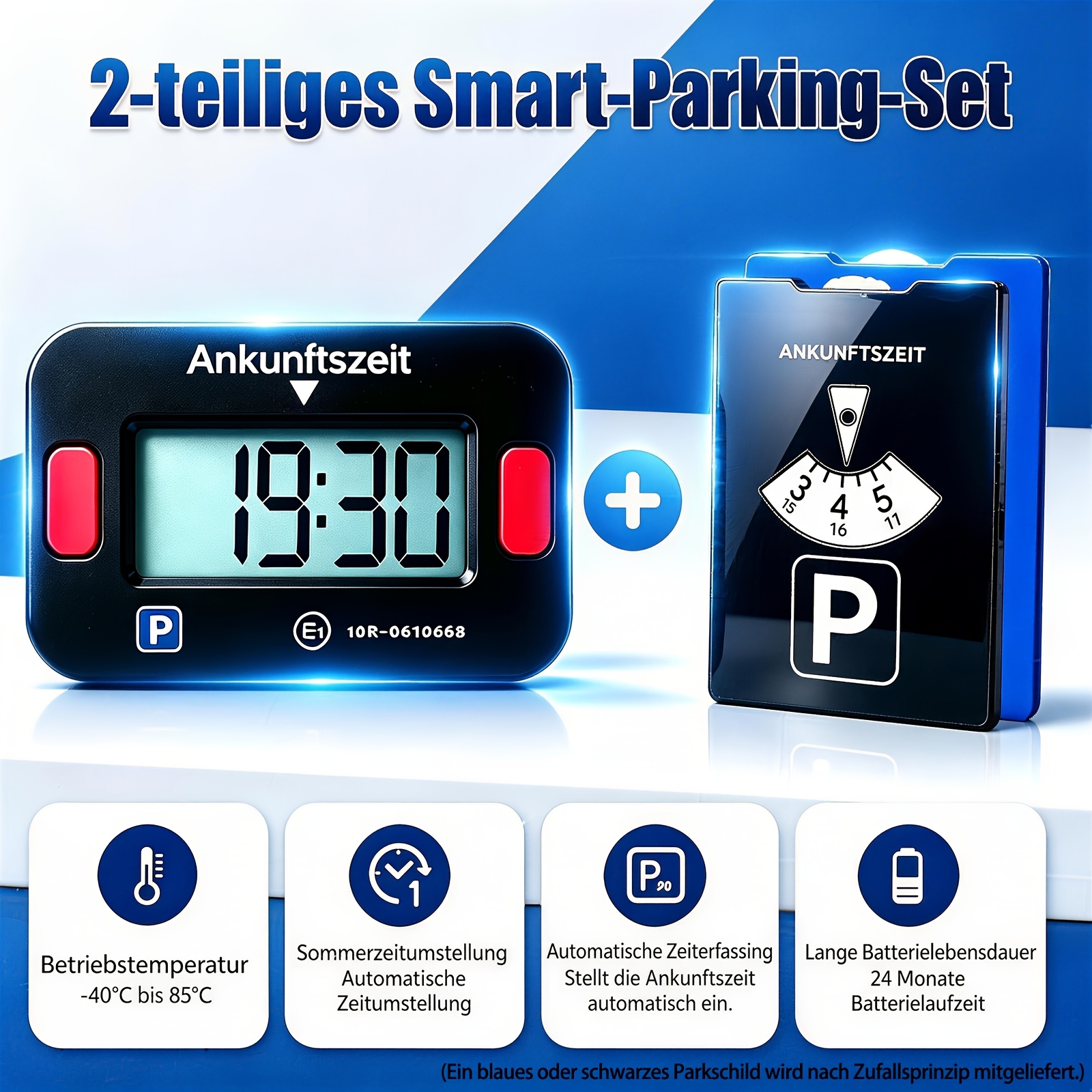 2-pack Sign Set (1 Mini Red Square + 1 Standard Sign) | Auto-sensing Electronic Timer | Hd Digital Display Parking Number Plate | Compact & Portable With Big Features Holiday Gift For Family &