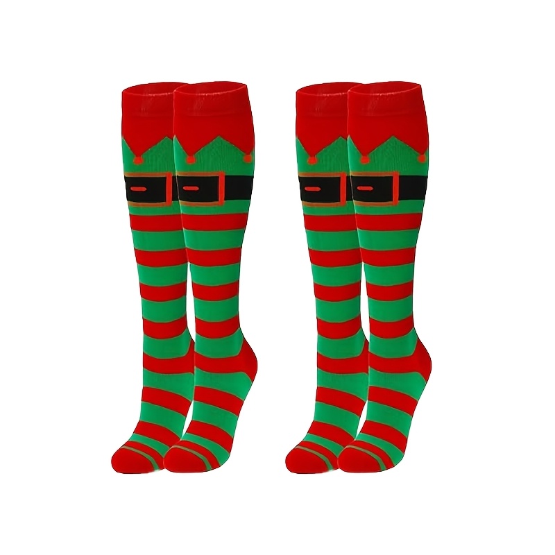 TEMU Autumn Winter Striped Christmas Comfortable Casual All-match Party Christmas Leg Socks