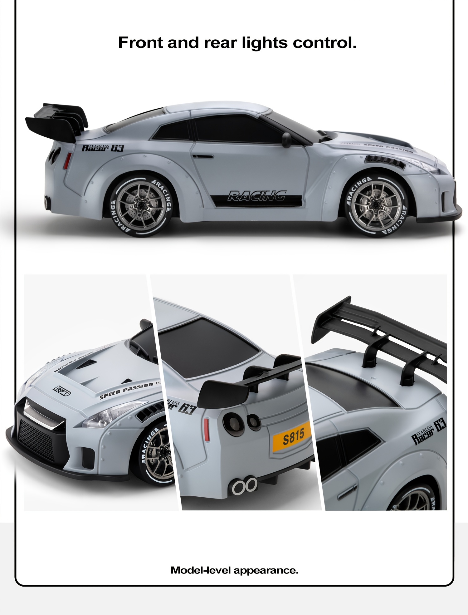 RC Drift Racing 1:24 Scale RC Car, 2.4G Remote Control Car, 20+Km/H High Speed Racing Car, Drift Car, with Drift Tires, Obstacles And Lights, Suitable for Christmas, Highspeed Rc Car, Drift Racing Car, Sleek Rc Car, Sporty Design, Hightech Construction, Lightweight Rc Vehicle, Remotecontrolled Drift Car, Fast Electric Rc Car, Rc Hobbyists, Speed Lovers