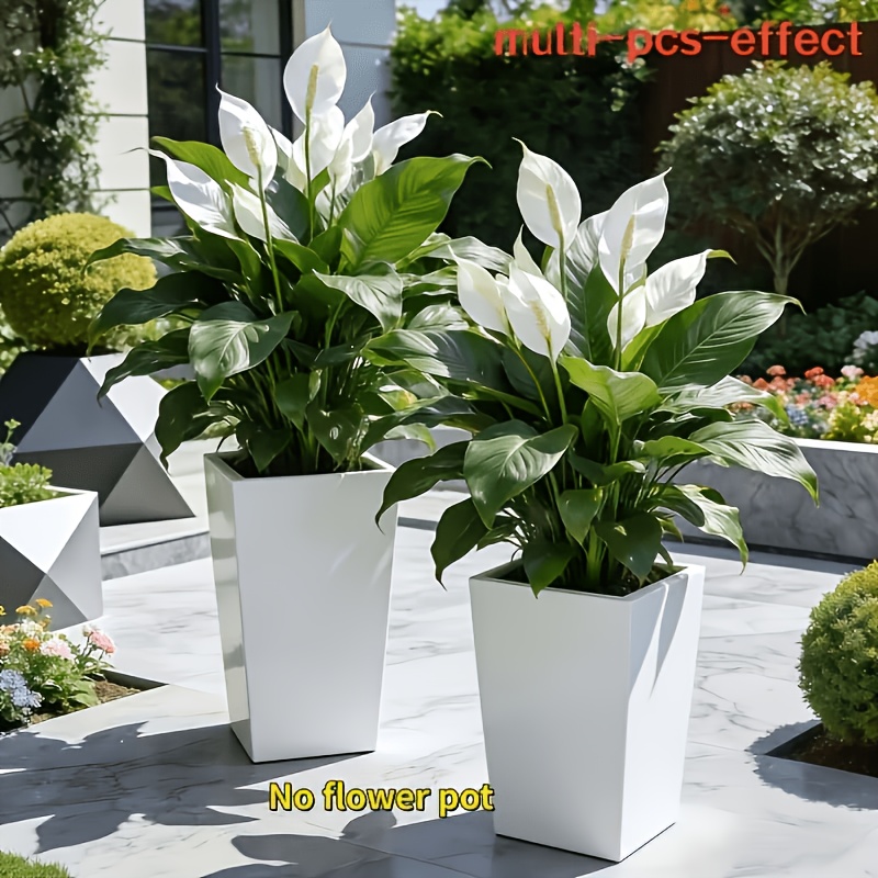 Image of 2pcs Artificial Faux Greenery White /peace Lily - White Heart-shaped Flowers With And Green Leaves, No Maintenance Required, Perfect For Home Indoor Outdoor Decor, Hotel Decoration
