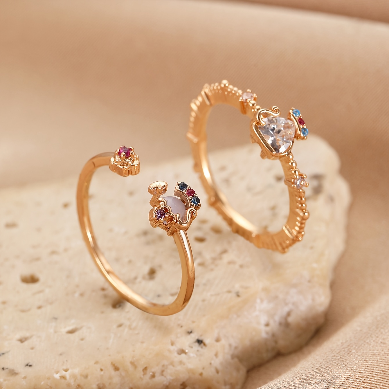 Luxurious French-Style Fairytale Ring with Synthetic Zirconia