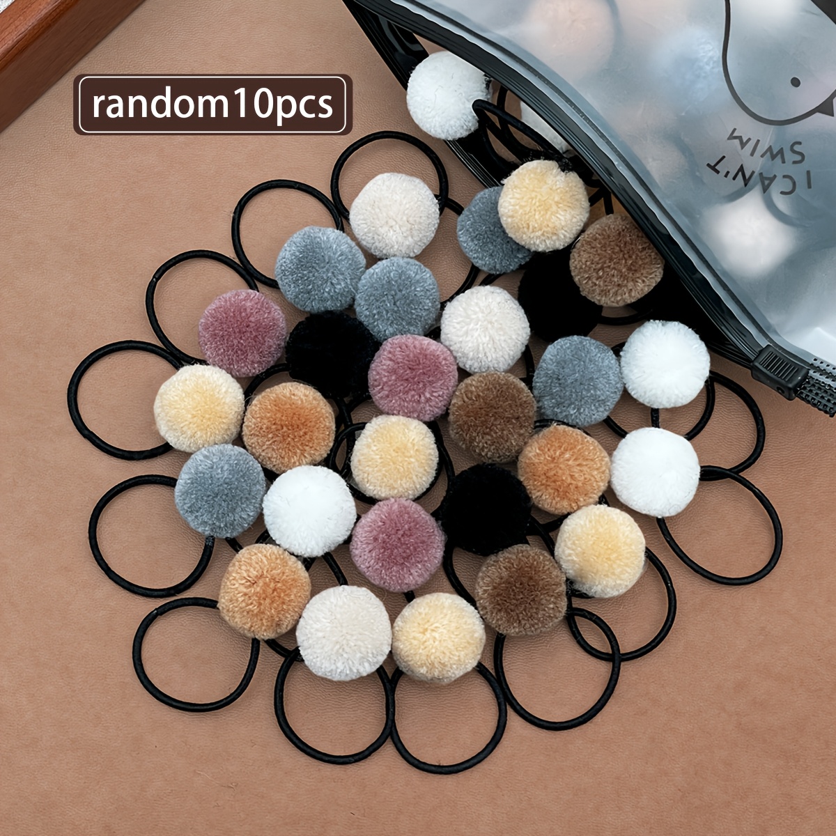 TEMU Fascie per capelli con pompon in peluche testurizzato caldo /inverno Morandi, confezione casuale da 10/ pezzi, adatte da abbinare a maglioni gli