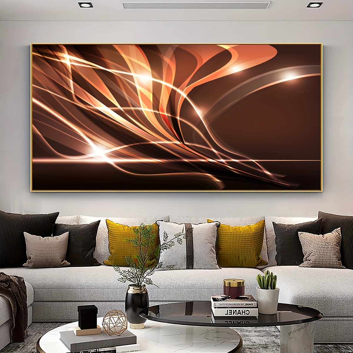 

1pc Unframed Canvas Poster, Modern Art, Light Lines Wall Art, Ideal Gift For Bedroom Living Room Corridor, Wall Art, Wall Decor, Winter Decor, Room Decoration