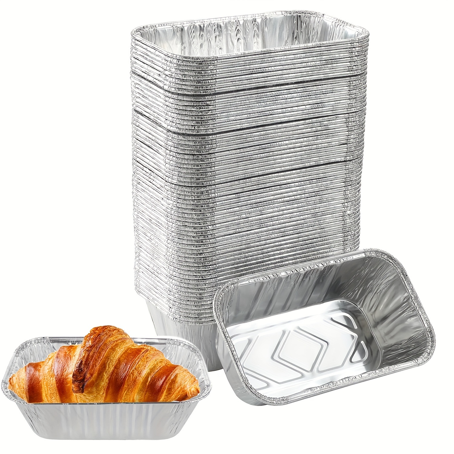 

50pcs Heavy Duty Aluminum Mini Loaf Pans, 1 Lb Disposable Baking Trays, 6x3.5" Foil Bread Molds For , Food Storage & - Gas Stove Compatible, Kenmaiduo, Best For Christmas, Thanksgiving