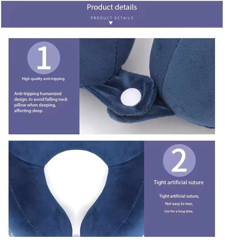 1pc u shaped pillow neck pillow travel airplane head pillow adult u shaped pillow neck support pillow special portable neck pillow airplane neck pillow office nap pillow details 4