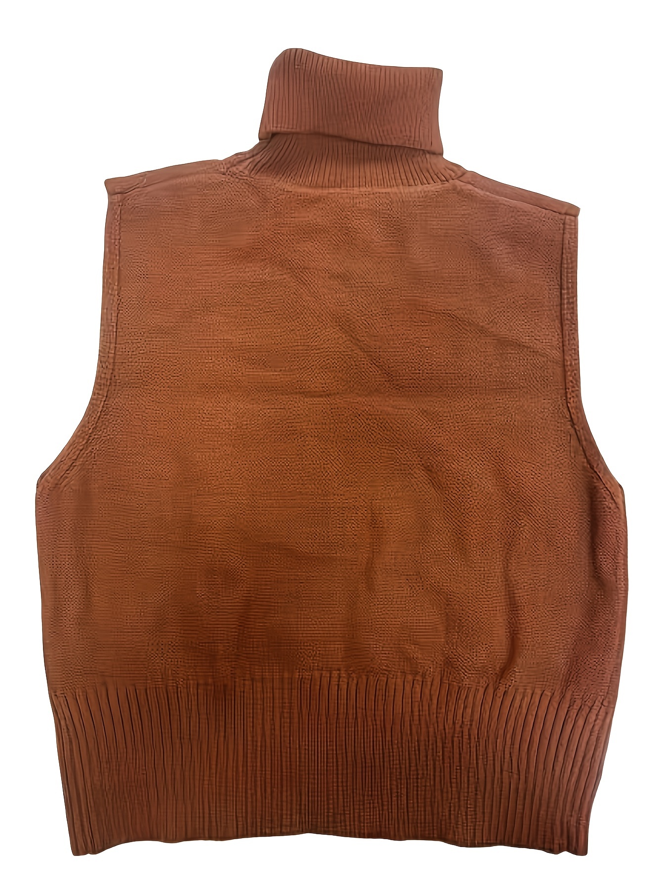 Women'S Cozy High-Neck Tank Tops Brown White Cable Sweaters, Long  Sleeve, Casual Fall/Winter Wear, Cozy Clothing Asymmetrical  Construction,