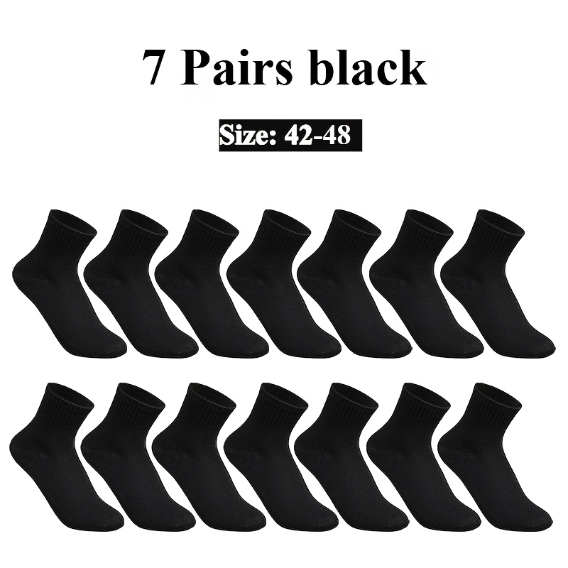 TEMU 7 Pairs Plus Size 42-48 Size Men's Socks, Ultra-thin Breathable Style, Men's Enlarged And Widened High-elastic Mid-calf Socks