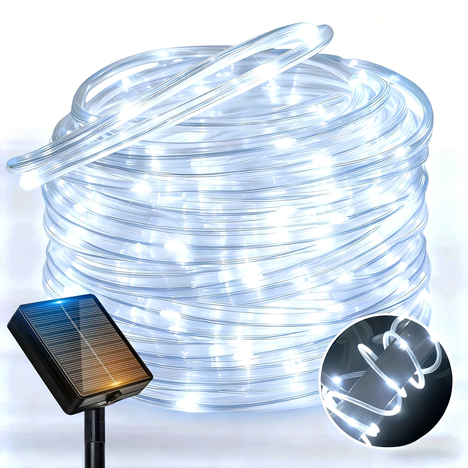 1 pack outdoor solar tube light led fairy string light 12 lighting     garden decoration light flashing outdoor light strip suitable for courtyard garden birthday party wedding camping christmas decoration