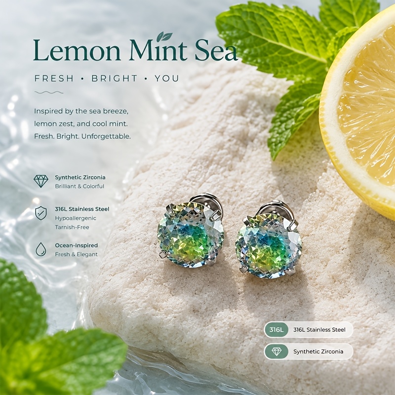 TEMU 1 Pair 316l Stainless Steel Sea Theme Stud Earrings, Women's Elegant Hypoallergenic Piercing Jewelry