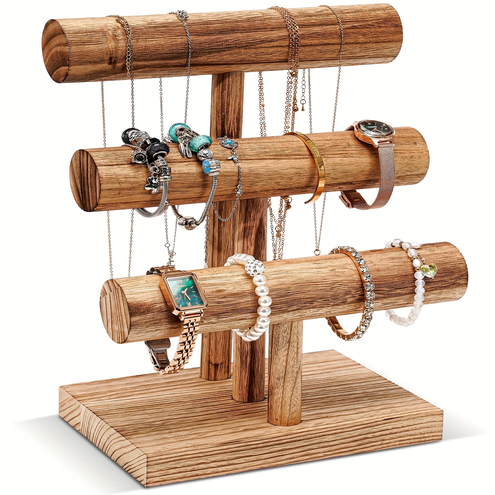 Artikelbild 1/2/-stöckiges t-förmiges armband-präsentationsständer aus holz, organizer zum präsentieren aufbewahren von armbändern, schmucktürme