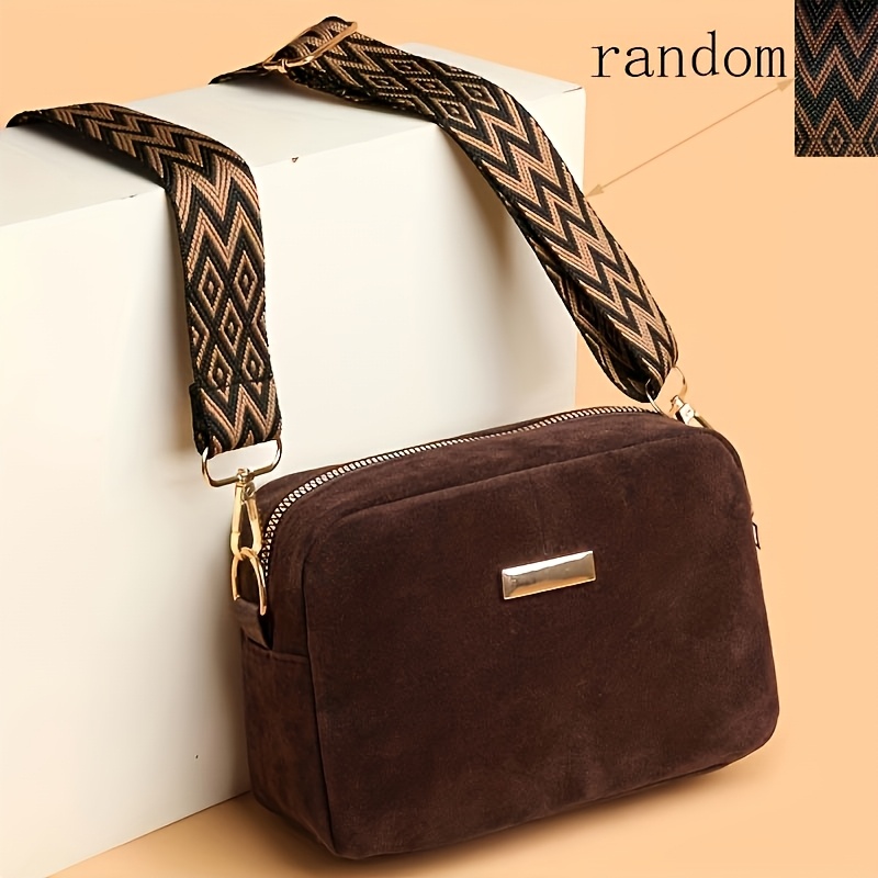 TEMU New Suede Fashion Casual Elegant Women's Crossbody Bag, Versatile Textured Shoulder Bag With Detachable Strap For Easy Carrying. Strap Style And