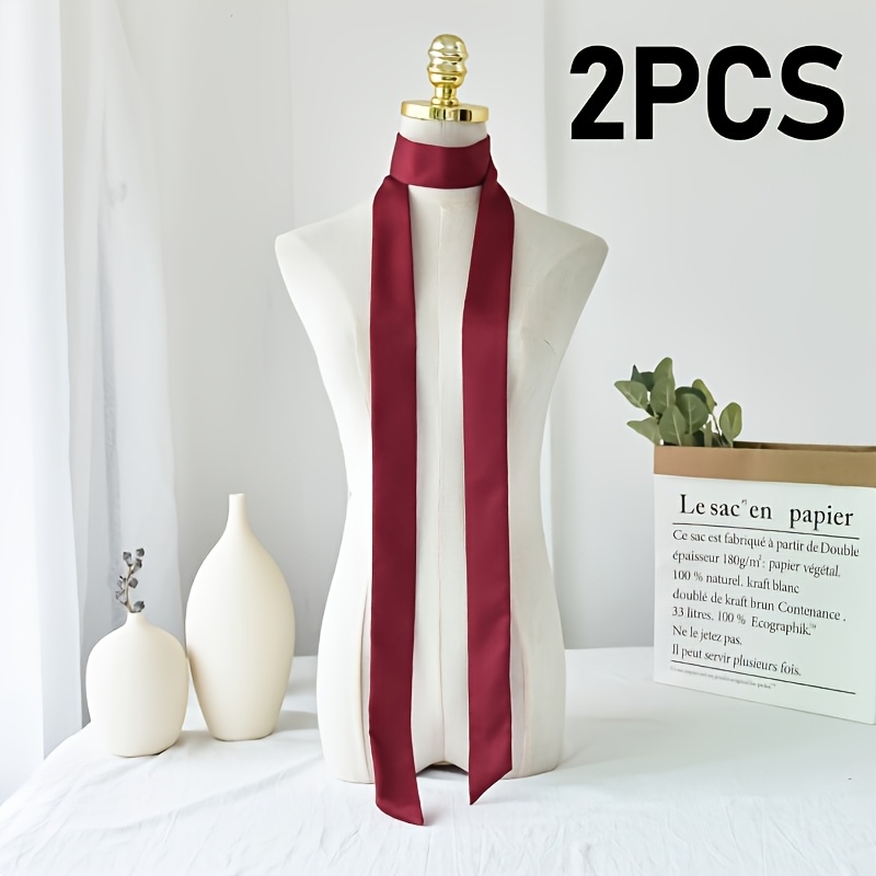 2-pack New Narrow Long Scarf 200 Cm Solid Color Versatile Scarf European And American Long Scarf