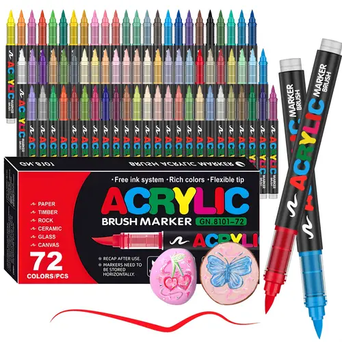 72 colors acrylic paint pens for rock painting acrylic paint markers for stone ceramics fabrics metals canvas card making 30 colors acrylic markers pens christmas gifts suitable for professional art