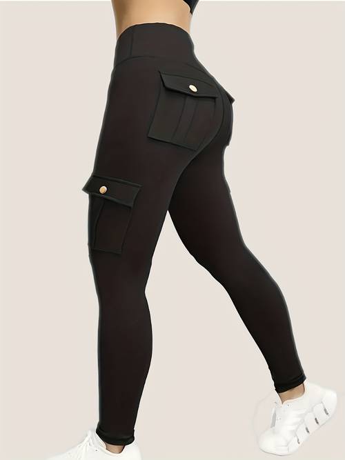 1pc womens leggings with multiple pockets solid color lifting tights high soft comfortable fashionable pants suitable for and outdoor