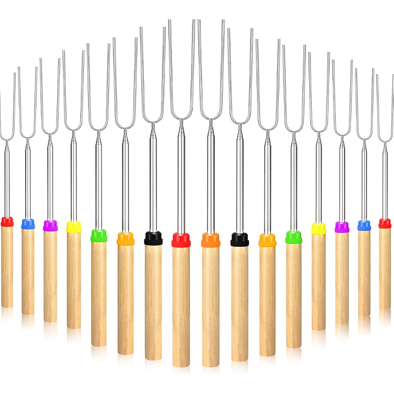 TEMU 10 Pack 32 Inch Marshmallow Roasting Sticks Bulk, Smores Skewers For Fire , Hot Skewers Accessories Campfire Extendable Forks Bbq Tools Smores Sticks