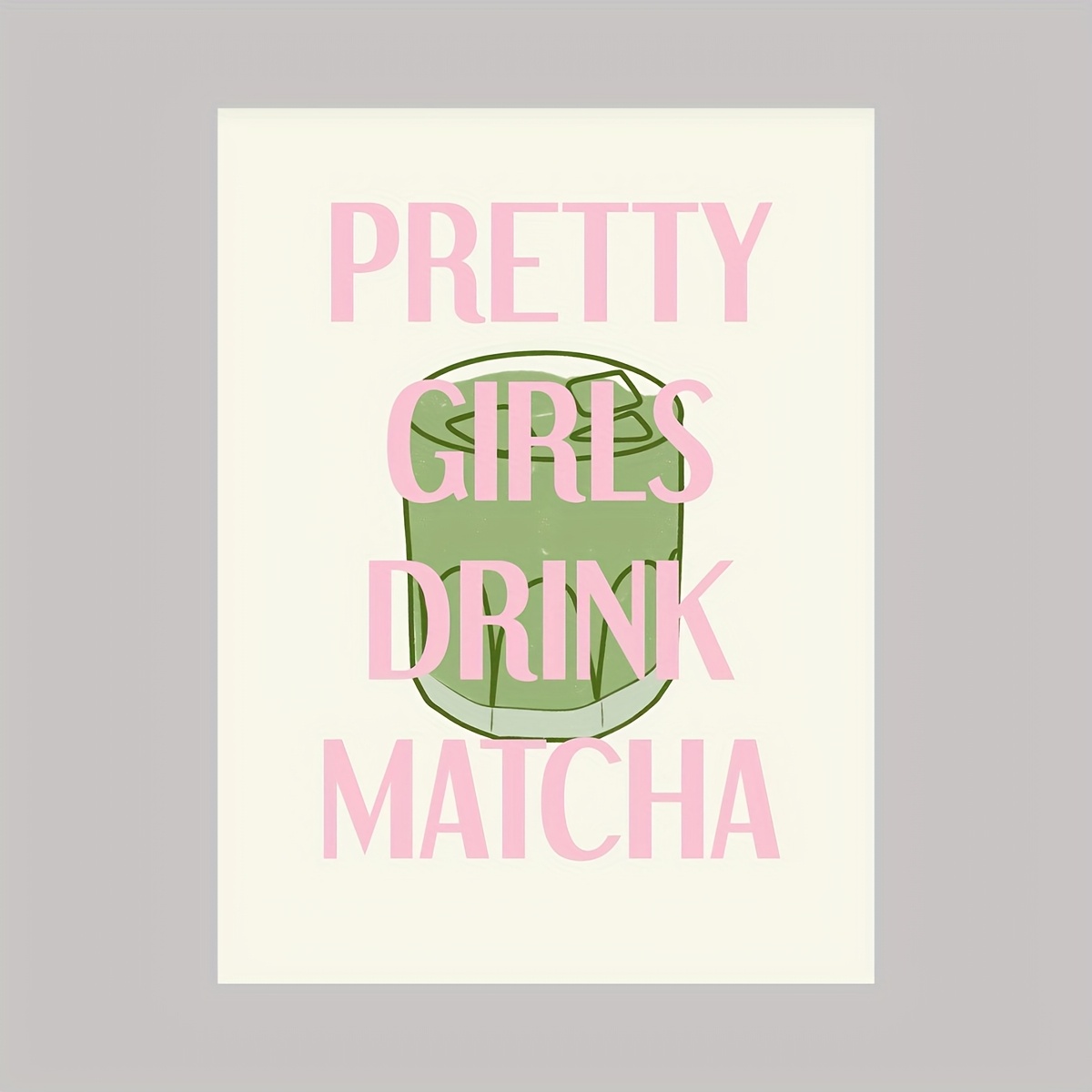 TEMU 2D Flat, 2D Flat, 2D1pc "Schöne Frau beim Matcha Trinken" Poster - Teekunst Dekoration für Frauen, Matcha Cafe Logo, Minimalistische Küchen- und