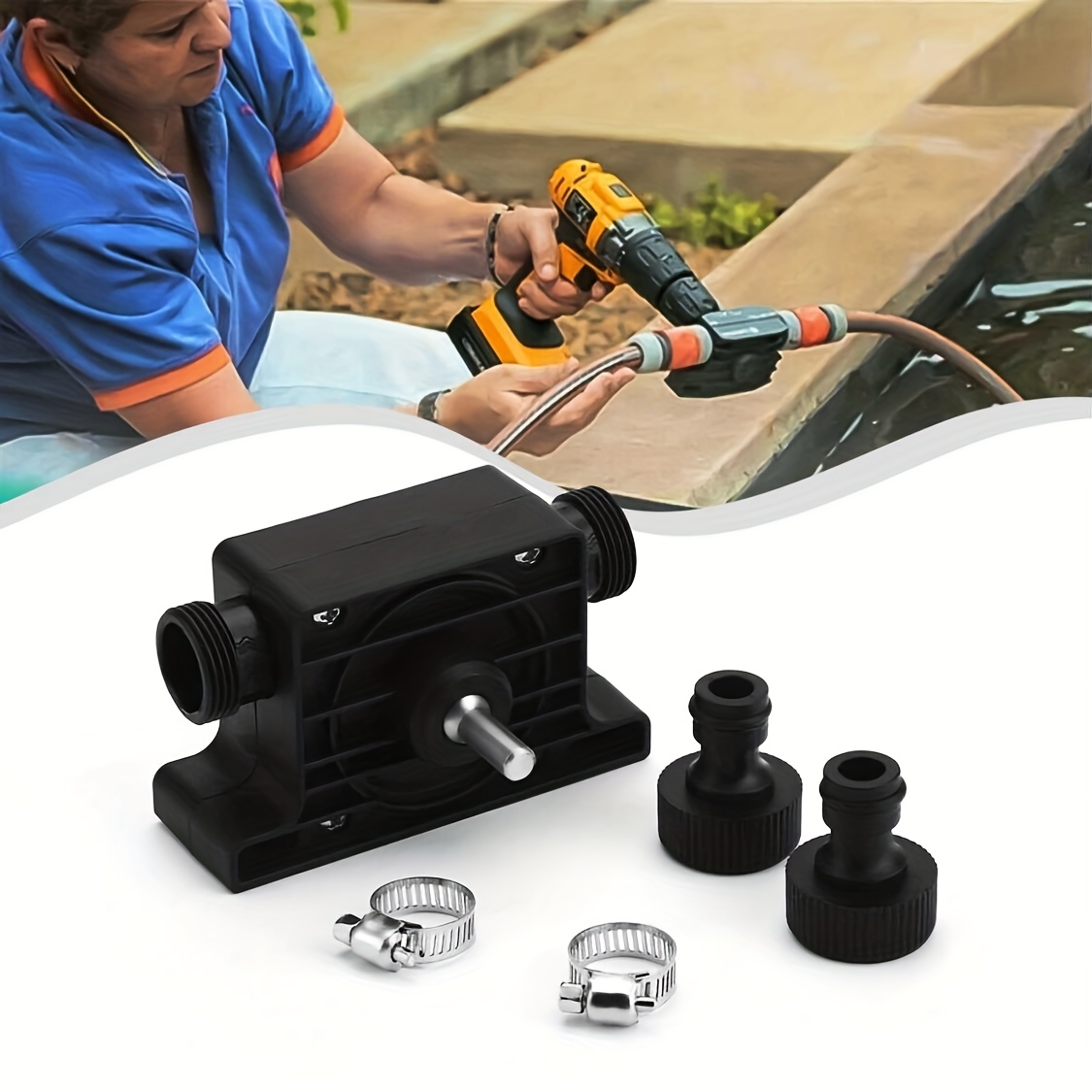 TEMU Drill Powered Water Pump, Electric Drill Pump - Portable Water Pump Self-priming Hand Pump For Garden, Fish Tank, Aquarium Water Pump, Portable