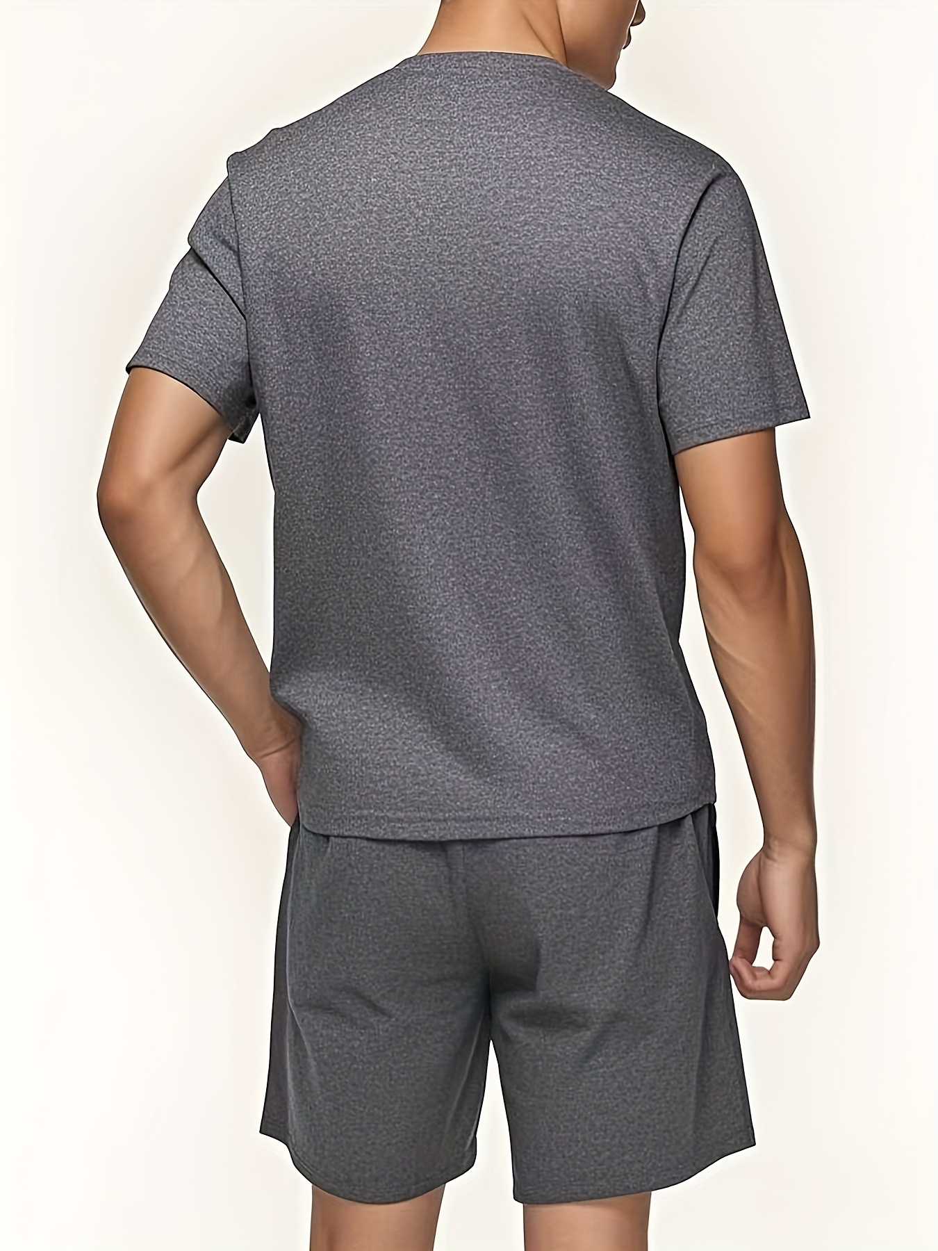 Paris Gradient Letter Print Men's Two-Piece Set: Crew Neck Short Sleeve T-Shirt and Drawstring Shorts Summer Casual Sportswear