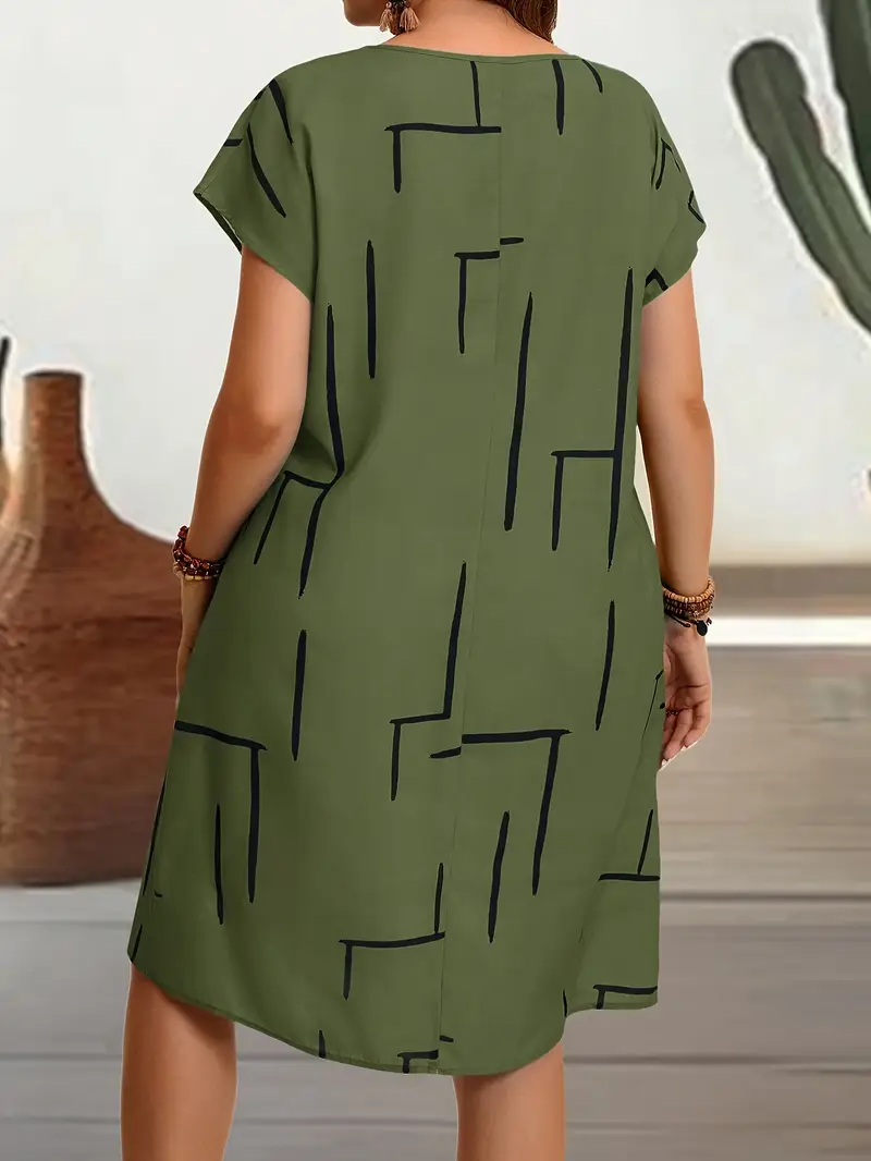 plus size womens casual striped bodycon dress knee length round neck machine washable summer dress with vertical stripes dark grey light contrast elegant special collection body fitting dress comfortable wear Product details 5