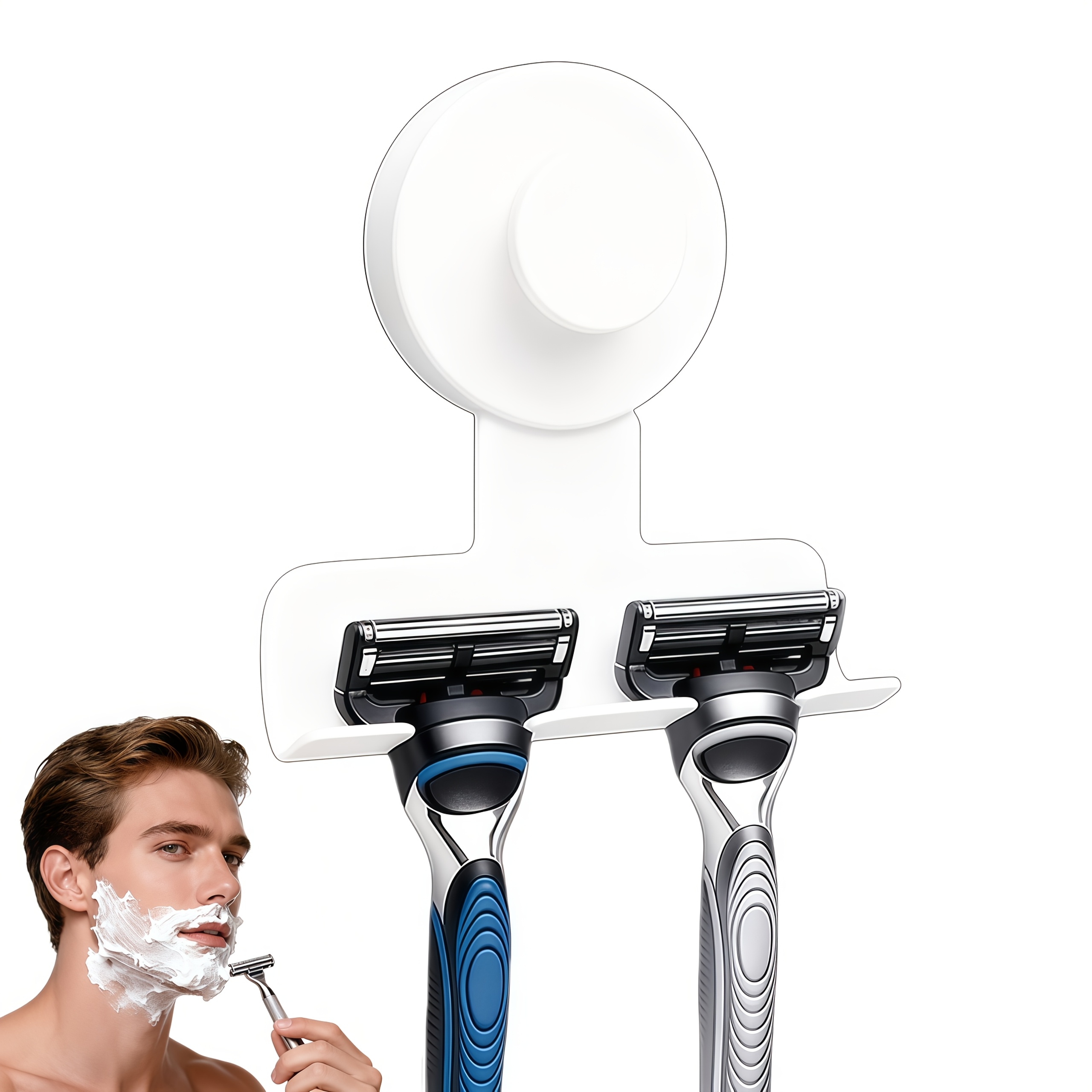 TEMU 1/2pcs Powerful Suction Cup Razor Holder For Shower, Heavy-duty 7kg Shower Hooks, 304 Stainless Steel Shaver Holder For Bathroom Wall,
