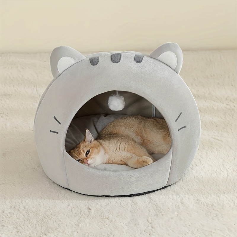 Cozy Cat Bed - Soft, Breathable Polyester Nest for All Seasons | Classic Style Kitten House with Cushion Mat | Ideal for Small to Large Cats, Cat Basket, Sleep Basket