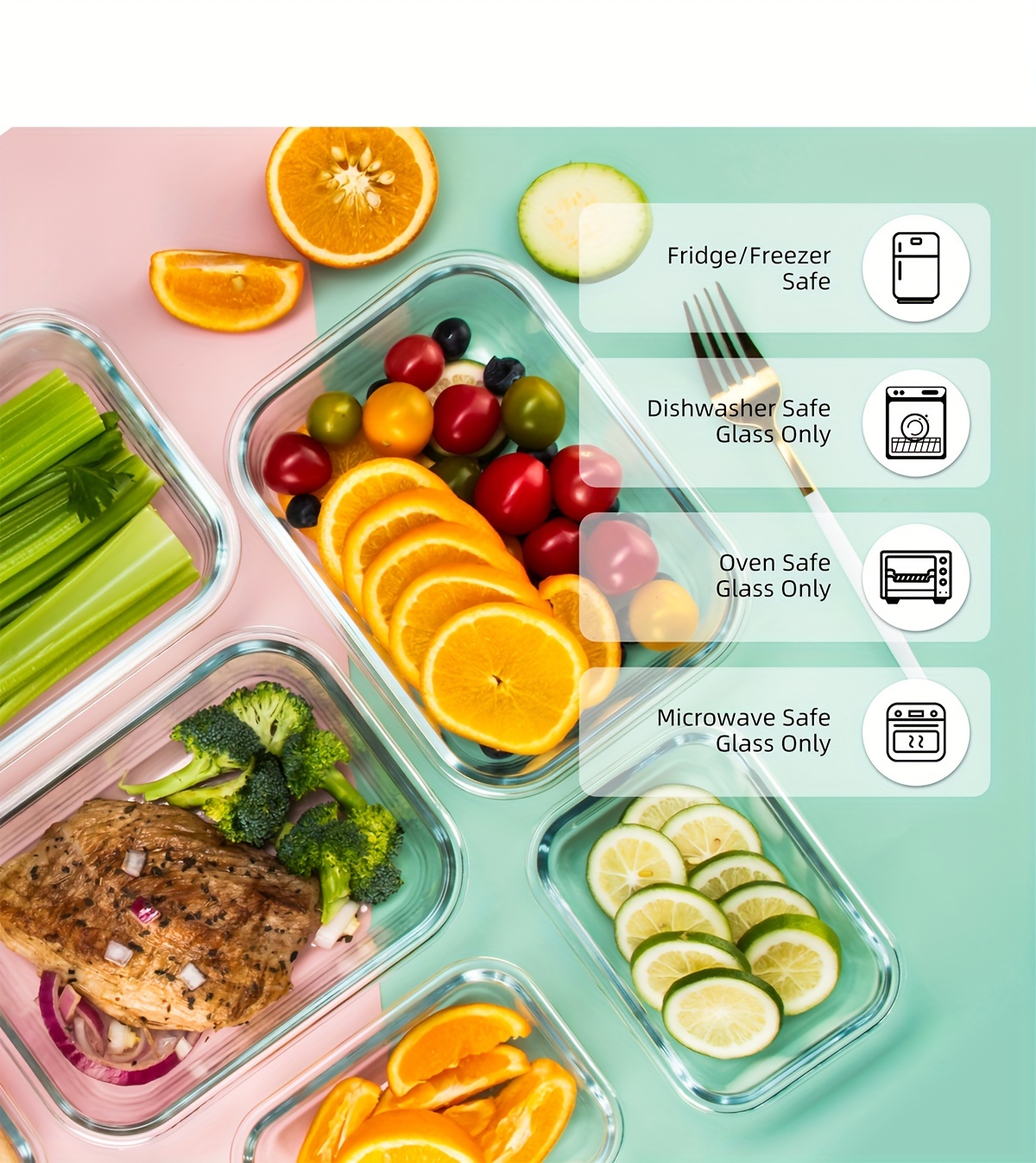 10 pack high borosilicate glass meal prep containers with steam vent food storage containers with airtight lids for home kitchen   portion control Product details 1