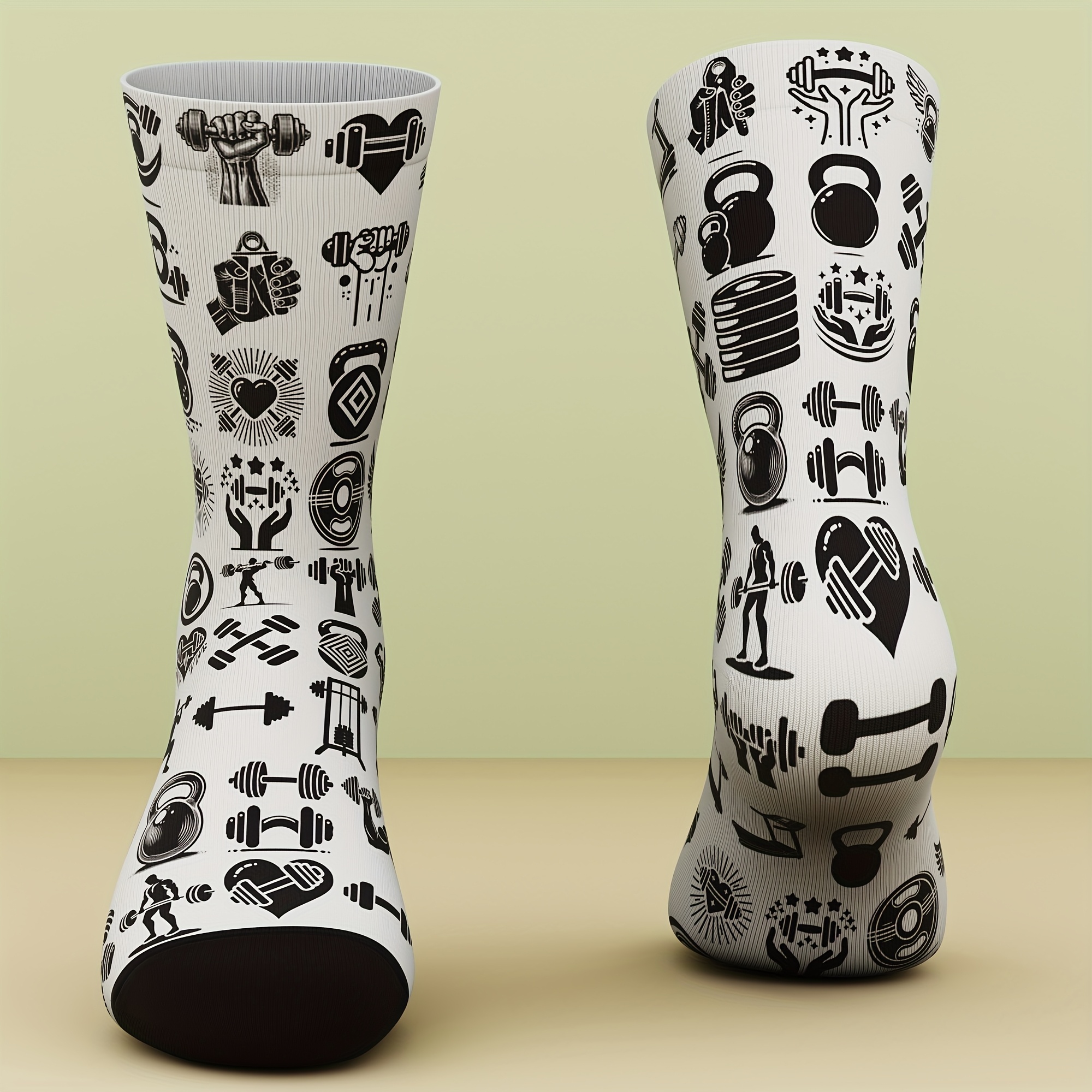 TEMU 1 Paire de Chaussettes Unisexe, sur le Thème du Fitness, Sports Décontractés d'Extérieur, Élégantes, Confortables et Respirantes, Adaptées à