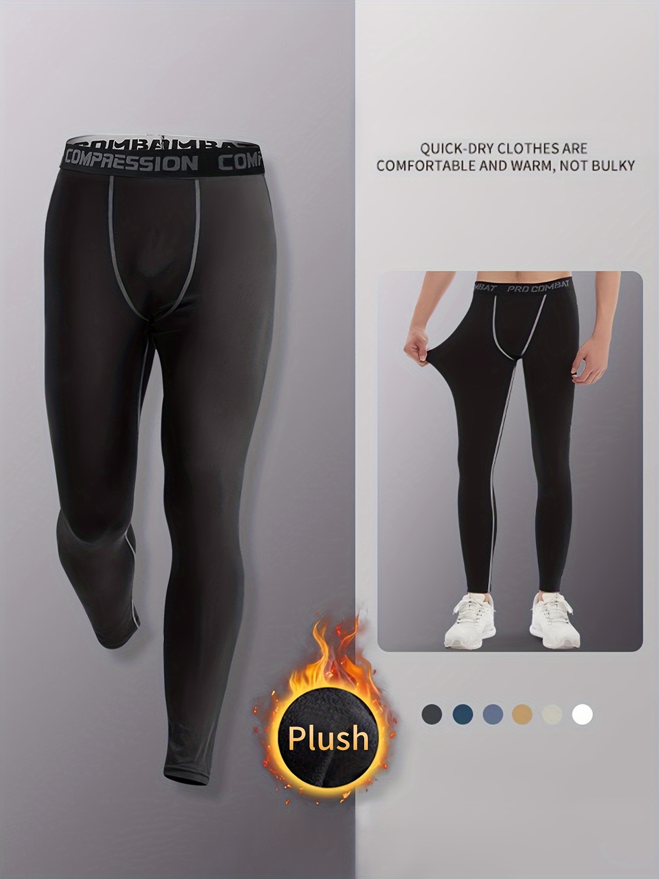 Plus Size Men's Elastic Tights With Pockets, Quick-drying And Breathable  Compression Pants Legging For Running, Basketball, Football And Fitness
