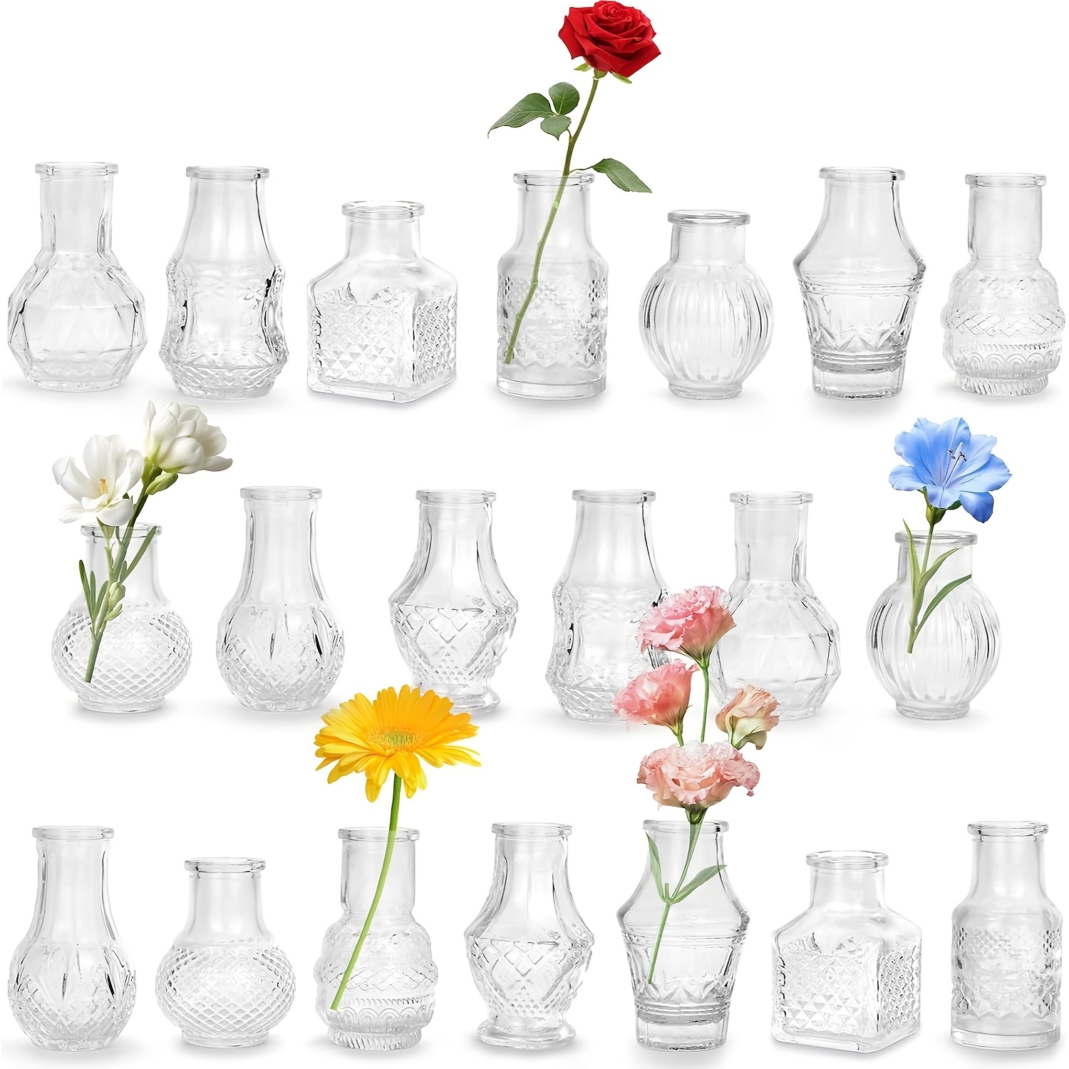 Image of 20pcs Small Vases, Mini Vases For Dining Table Decoration, Vintage, Wedding, Party, Birthday, Home, Living Room, Dining Table Decoration, Holiday Gift, Models