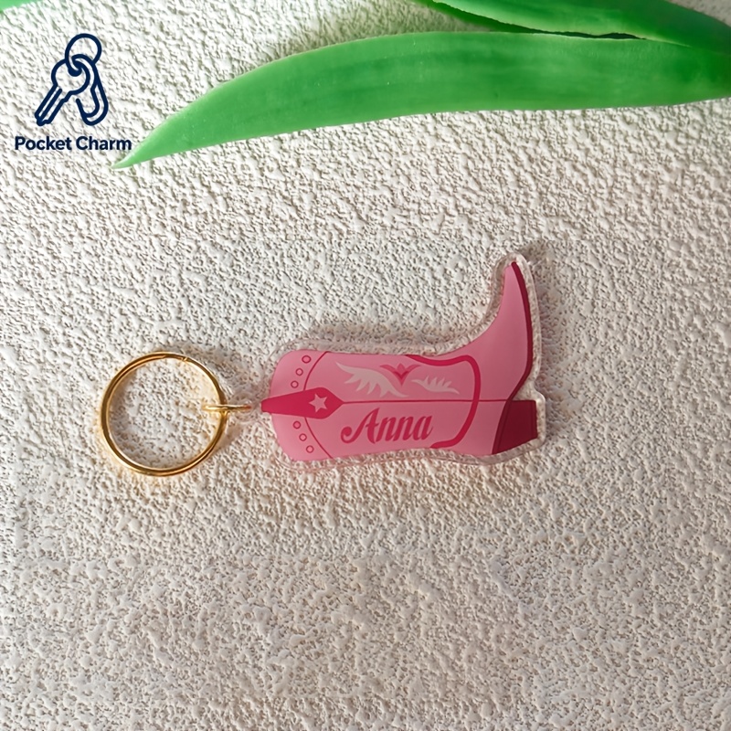 TEMU 2d Flat, 2d Customizable Acrylic Boot Keychain - Personalized Name/text And Logo Design, Best Friend , Bachelorette Party Favor, 2d Flat