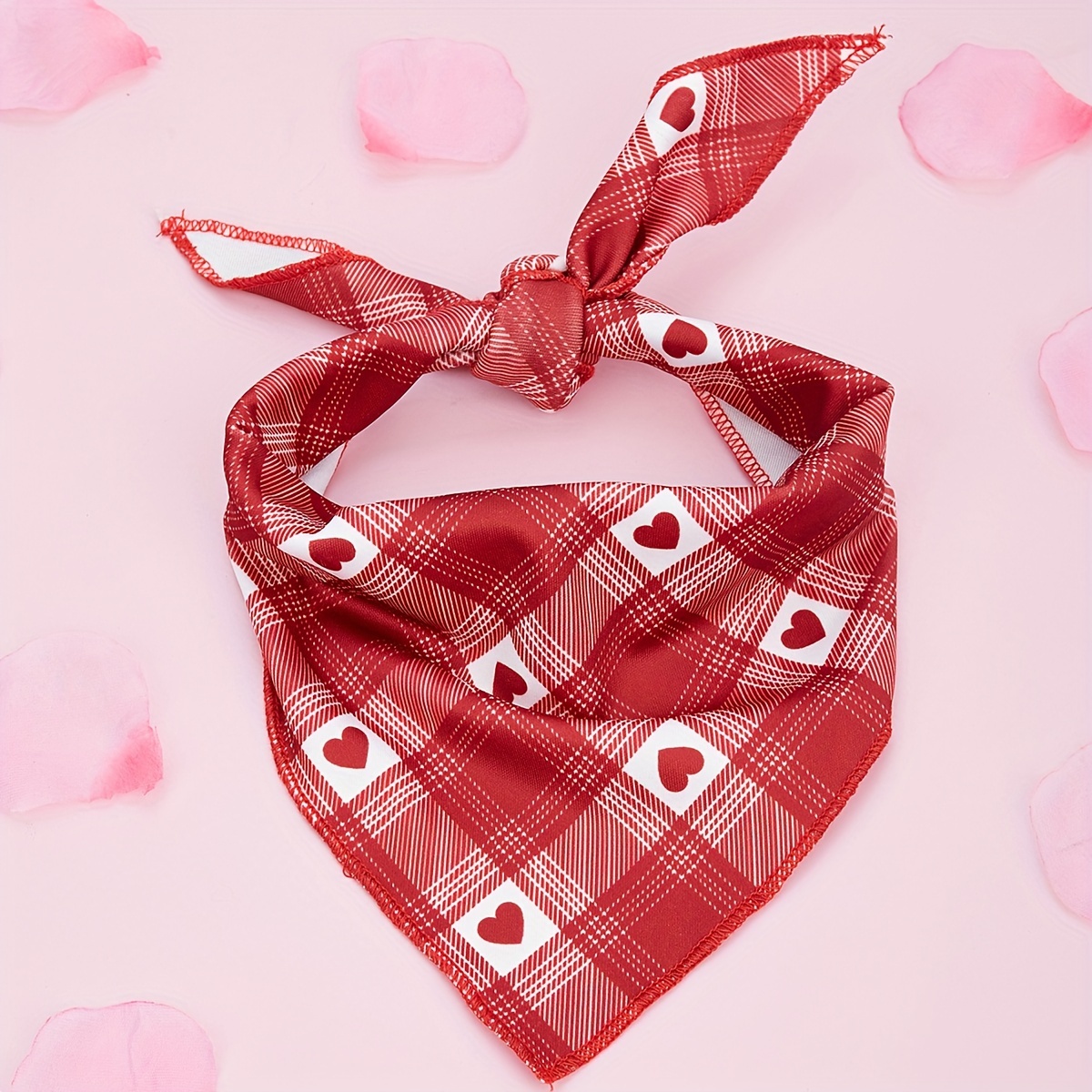 

Valentine's Day Heart Print Dog Bandana - Machine Washable, Pet Scarf For Small To Medium Breeds