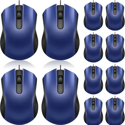 12pcs wired computer mouse bulk cord usb computer mice ergonomic wired mouse for laptops gaming office home supplies blue