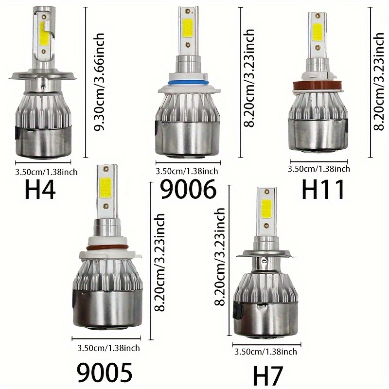 2 PCS C6 H1 H3 Led Headlight Bulbs H7 COB LED Car Lights H4 880 H11 HB3  9005 HB4 9006 H13 6000K 150W 12V 2000LM Auto Headlamps - AliExpress